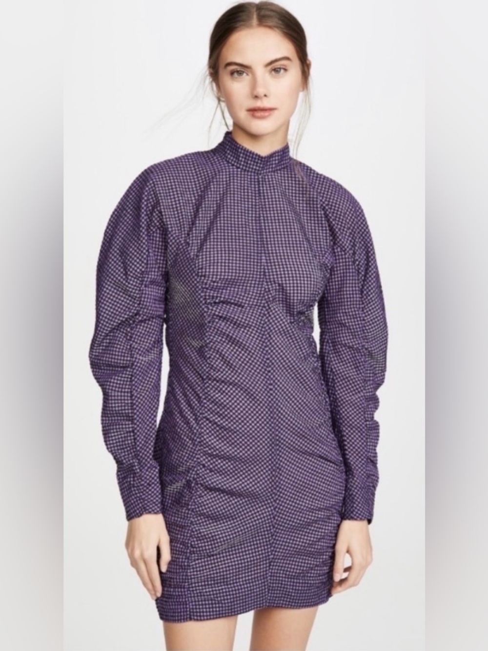 Ganni Gingham Purple Dress—new without tag